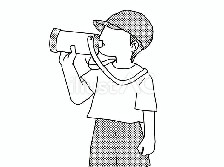 水分補給（モノクロ） 飲む,水筒,モノクロのイラスト素材