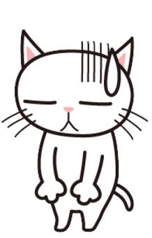 落胆猫 ねこ,動物,かわいい,シンプル,イラスト,ワンポイント,カット,落ち込む,残念,がっかりのイラスト素材