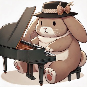 Giant rabbit playing the piano, JPG Giant rabbit playing the piano, rabbit, piano, accompaniment, JPG