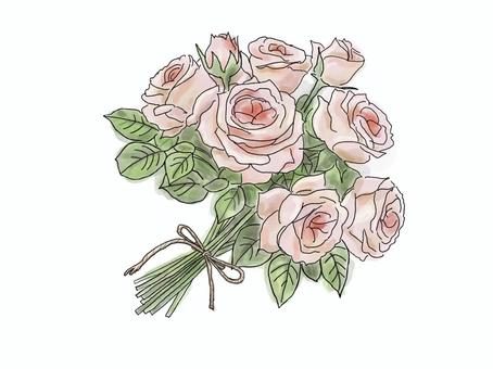 ローズのブーケ｜ボタニカル素材 ローズ,ハーブ,花,ブーケ,水彩,植物,ボタニカル,ナチュラル,香り,手描きのイラスト素材