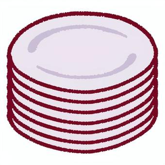 積み重なった平皿 皿,食器,プレート,白,シンプル,カトラリー,食卓,料理,ランチ,食べ物のイラスト素材