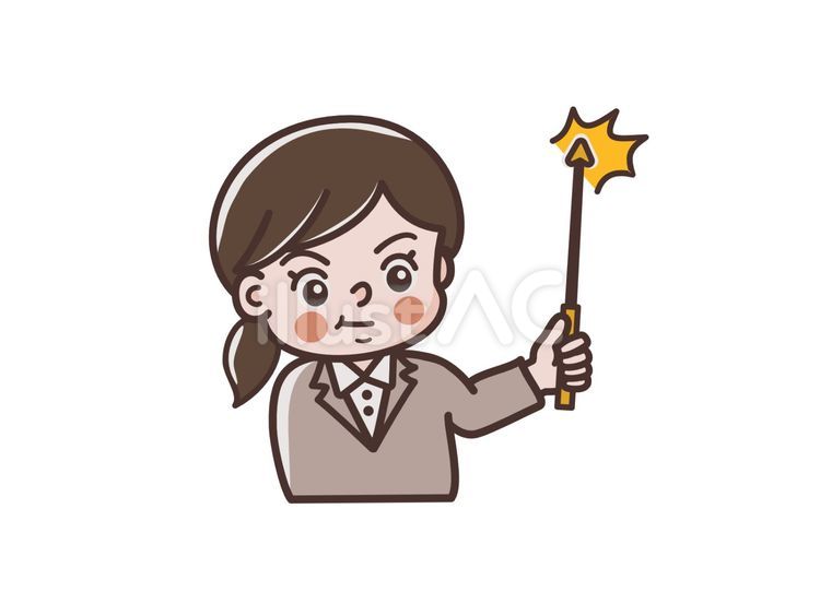 指し棒を持って怒るスーツの女性 棒,指し棒,指示棒のイラスト素材