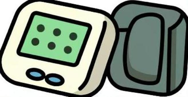 アイボリーの血圧計です。 血圧,シンプル,測定,検査,グラフ,心臓,バイタルチェック,機械,腕タイプ,高血圧のイラスト素材