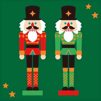 くるみ割り人形2体 くるみ割り人形,人形,兵隊,クリスマス,おもちゃ,道具,くるみ,割る,星,バレエのイラスト素材