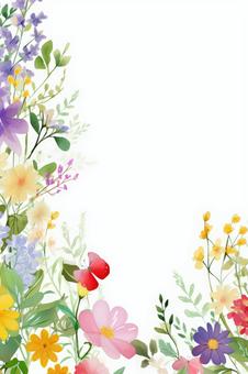 水彩画の花の枠イラスト 水彩画の花の枠イラスト 花,水彩画,背景白のイラスト素材