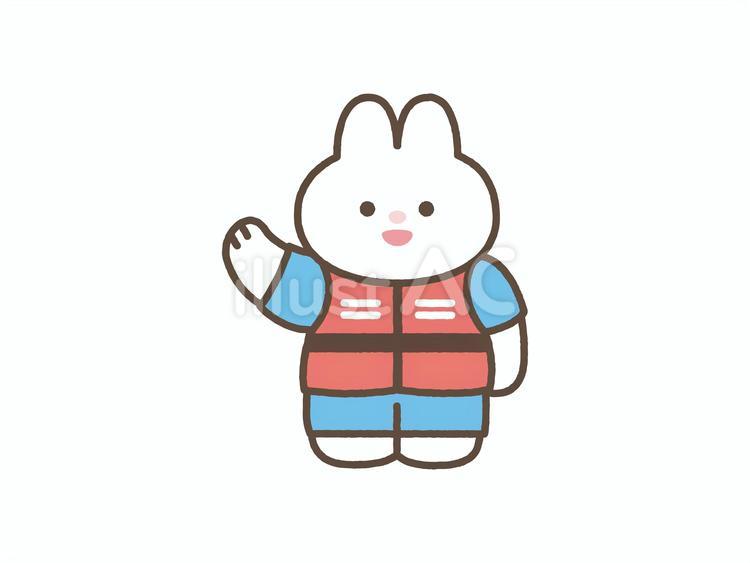 ライフジャケットとうさぎ うさぎ,動物,7月のイラスト素材