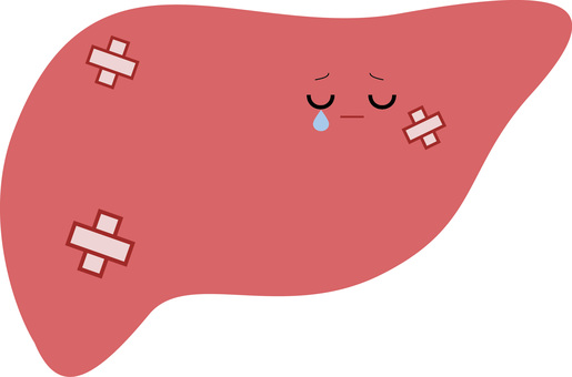 病気の肝臓のイラスト 肝臓,内臓,身体,人体,臓器,可愛いのイラスト素材