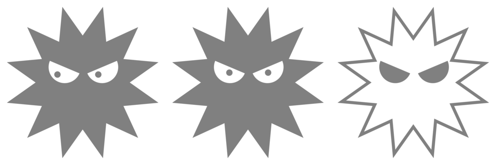 ウイルス、バイ菌のイメージ グレー ウイルス,バイ菌,バクテリア,雑菌,病気,感染,風邪,悪,顔,汚染のイラスト素材