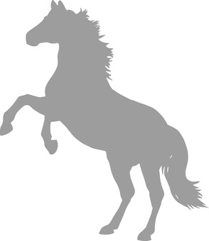 二本足で立ち、いななく馬シルエットグレー 馬,うま,動物,サラブレット,競馬,乗馬,午年,年賀状,競走馬,種馬のイラスト素材