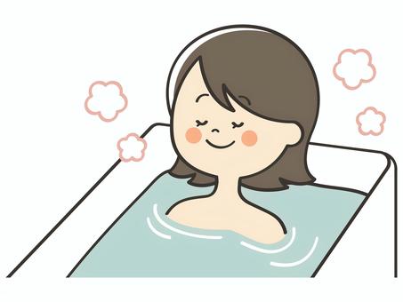 お風呂に入る若い女性 お風呂,風呂,入浴,湯船,浸かる,リラックス,女性,健康,休日,休憩のイラスト素材