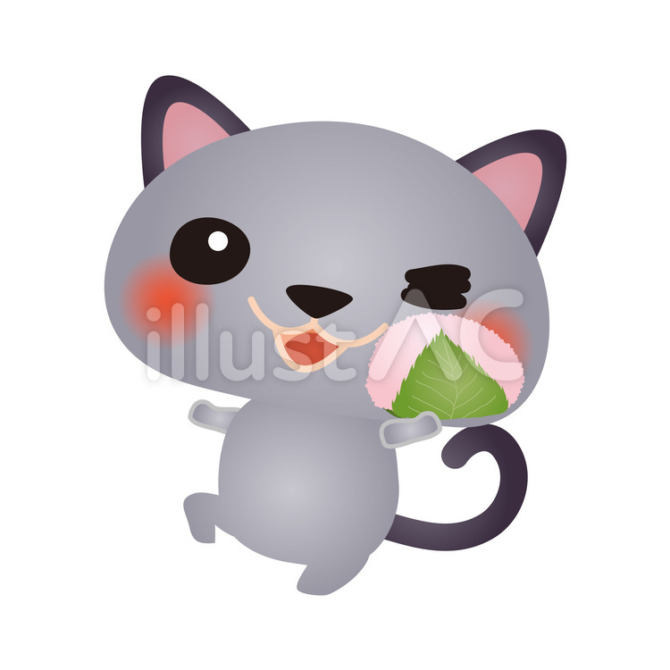 cat091 猫,さくらもち,ひなまつりのイラスト素材