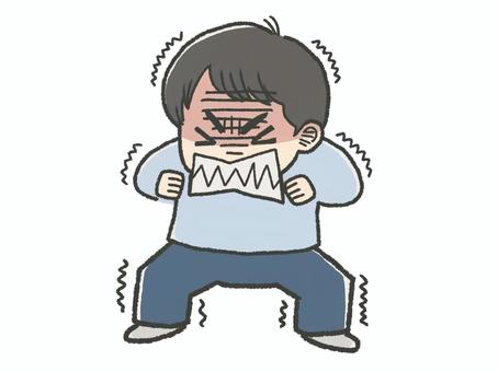 怒りを我慢する男の子(全身)_1 癇癪,イライラ,我慢,男の子,子ども,少年,怒り,怒る,悔しい,表情のイラスト素材