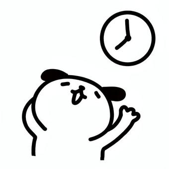 時計と犬 約束,犬,キャラクター,白黒,時計,時間,指差し,見上げる,立っている,動物のイラスト素材