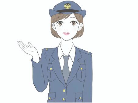 案内する女性警察官 女性,警察官,女性警察官,制服,公務員,仕事,人物,交通安全,防犯,地域安全のイラスト素材