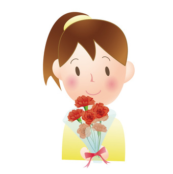 Illustration, carnation, present, girl, JPG, PNG and EPS