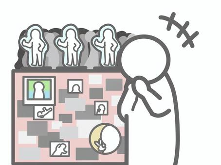 グッズをたくさん集める人　喜ぶ オタク,ファン,おっかけ,推し活,喜ぶ,嬉しい,無限回収,蒐集,集める,アクリルスタンドのイラスト素材