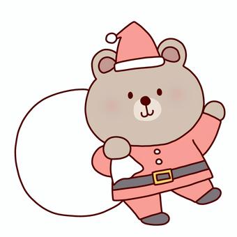 サンタくま クリスマス,サンタクロース,くま,帽子,服,動物,冬,線画,可愛い,ゆるいのイラスト素材