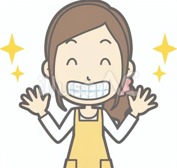主婦f-歯が綺麗-バスト 女性,人,ママのイラスト素材