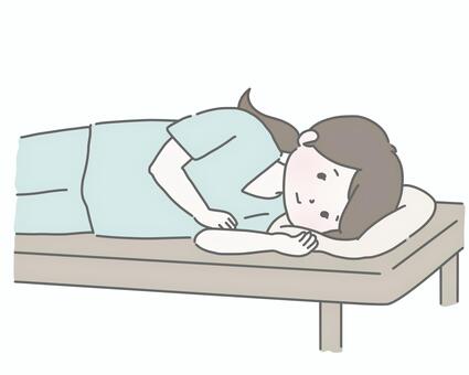 胃カメラ検査で横になる女性 胃カメラ,内視鏡検査,健康診断,人間ドック,不安,緊張,恐怖,女性,健診,医療のイラスト素材