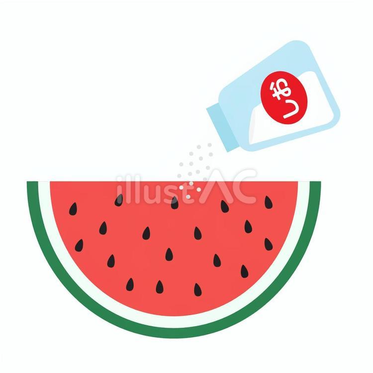 スイカに塩をかけるアイコン2 スイカ,カット,食塩のイラスト素材