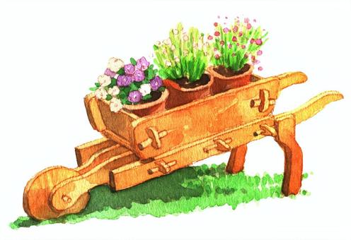 植木鉢が乗った花車