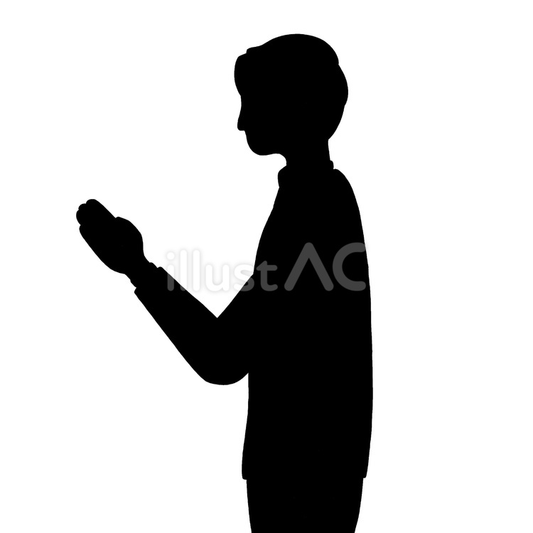 相手に話しかける男性(シルエット) 男性,大人,社会人のイラスト素材