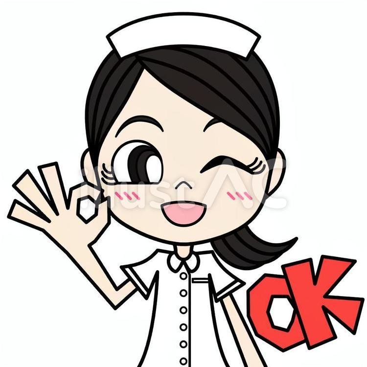 OKサインをする女性②/白衣 ok,okサイン,安心のイラスト素材