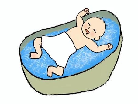 沐浴をする赤ちゃん 赤ちゃん,沐浴,お風呂,シンプル,可愛いのイラスト素材