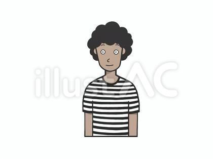 アフロでボーダーシャツの外国の若い男性
