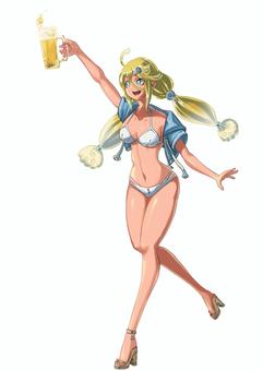 Illustration, bathing suits, bikini, a swimming pool, 
