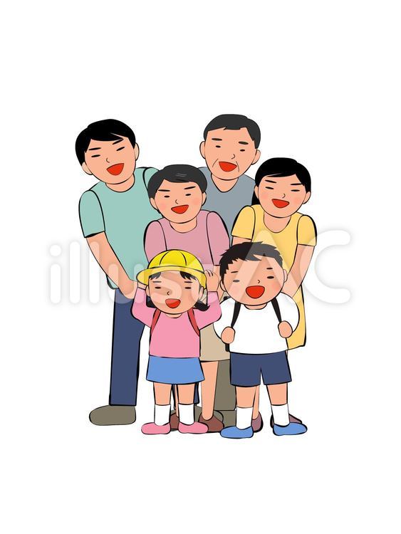 3世代家族 家族,子供,親のイラスト素材