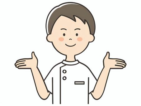 紹介する男性看護師 紹介する男性看護師 紹介,案内,説明,教える,解説,アドバイス,重要,提案,お知らせ,注目のイラスト素材