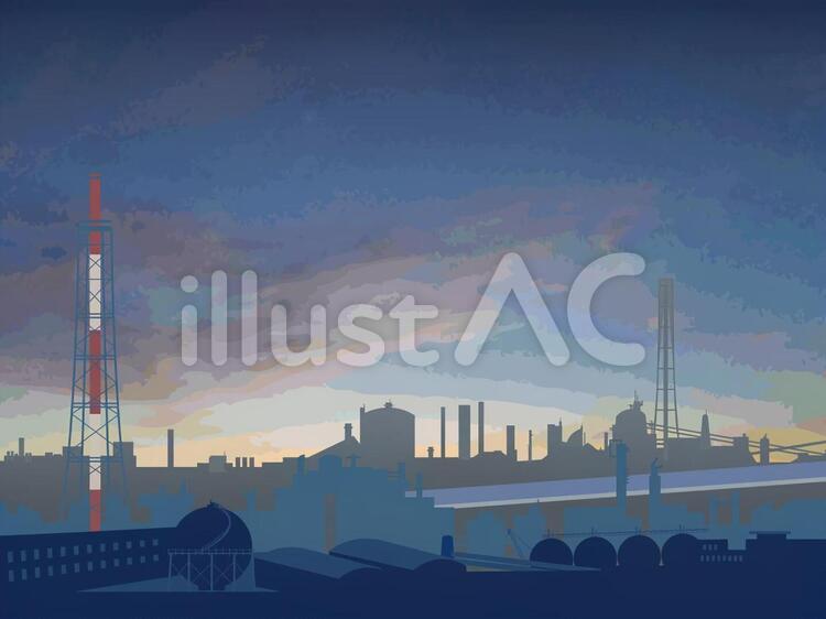 工場風景 工場,コンビナート,ガスタンクのイラスト素材
