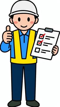 チェックリストする青の作業員です。 チェックリストする青の作業員です。 作業員,シンプル,スタッフ,従業員,アルバイト,パート,倉庫,運搬,物流,作業のイラスト素材