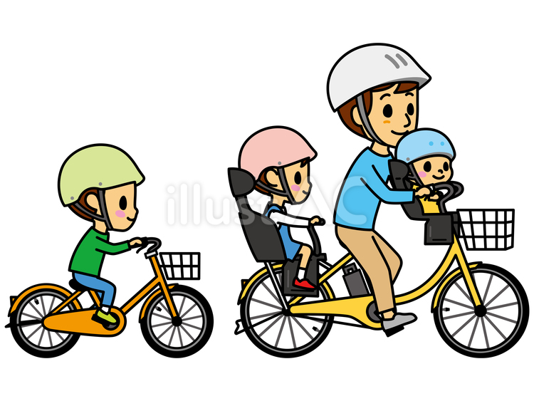 自転車で移動する父子 自転車,家族,子供のイラスト素材