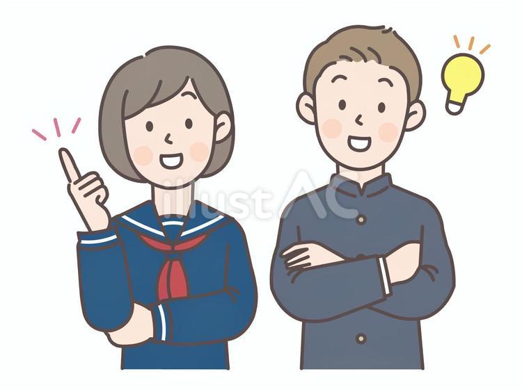 アイディアとセーラー服と学ランの学生 中学生,高校生,人物のイラスト素材