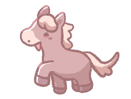 元気な馬の子 馬,干支,ゆるい,かわいい,元気,午年,2026年,手描き,年賀状,イラストのイラスト素材