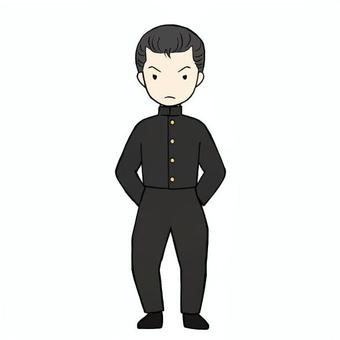 昭和後期の短ランを着た不良 男子,短ラン,不良,ヤンキー,昭和,後期,高校生,リーゼント,人物,ポーズのイラスト素材