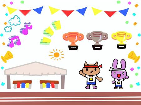 運動会 行事 イベント 運動会,動物,イベント,行事,うさぎ,猫,幼稚園,保育園,小学校,中学校のイラスト素材