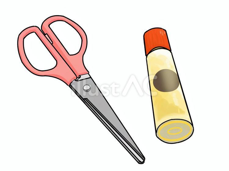 ハサミと液体のり のり,はさみ,貼るのイラスト素材