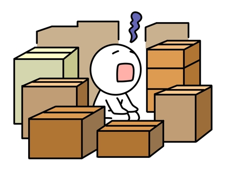段ボールに囲まれ途方に暮れる棒人間 段ボールに囲まれ途方に暮れる棒人間 段ボール,棒人間,引越し,ダンボール,ぐったり,疲れる,正座,座る,辛い,しんどいのイラスト素材