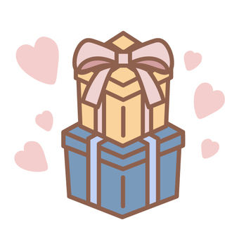 ギフトセット　2個 ギフト,箱,リボン,プレゼント,ラッピング,贈答品,積み重ね,重ね箱,ハート,包みのイラスト素材