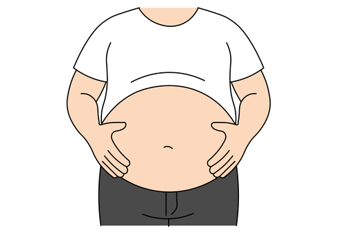 ぽっこりお腹を気にする男性 男性,腹部,肥満,内臓脂肪,健康,メタボ,生活習慣,お腹,体型のイラスト素材