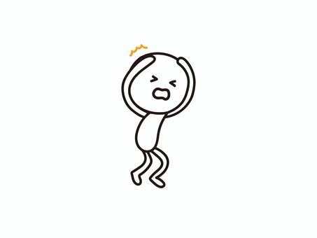 頭を守りながらかがむ棒人間のイラスト かがむ,しゃがむ,頭上,びっくり,驚く,守る,危険,注意,防衛,防衛本能のイラスト素材