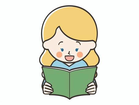 本を読む白人女性 女性,外国人,留学生,読書,本,読む,本読み,音読,読み聞かせ,文庫のイラスト素材