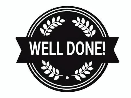 シール風〜WELLDONE・黒〜 シール,ステッカー,ロゴ,welldone,よくできました,黒,イラスト,透過,単色,フラットカラーのイラスト素材