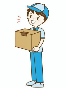 配達屋さん 配達,段ボール,箱,ダンボール,荷物,宅配便,宅配,預かる,配達員,笑顔のイラスト素材