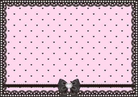 地雷系リボンレースフレーム 地雷系,リボン,レース,フレーム,ビジュー,ラインストーン,ハート,ガーリー,ピンク,黒のイラスト素材