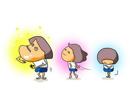 ふざける　おかっぱ お笑い,ふざける,あご出し,おかっぱ,小学生,女の子のイラスト素材