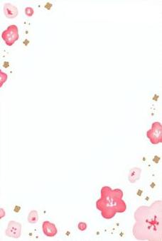 水彩の赤いお花の年賀フレーム